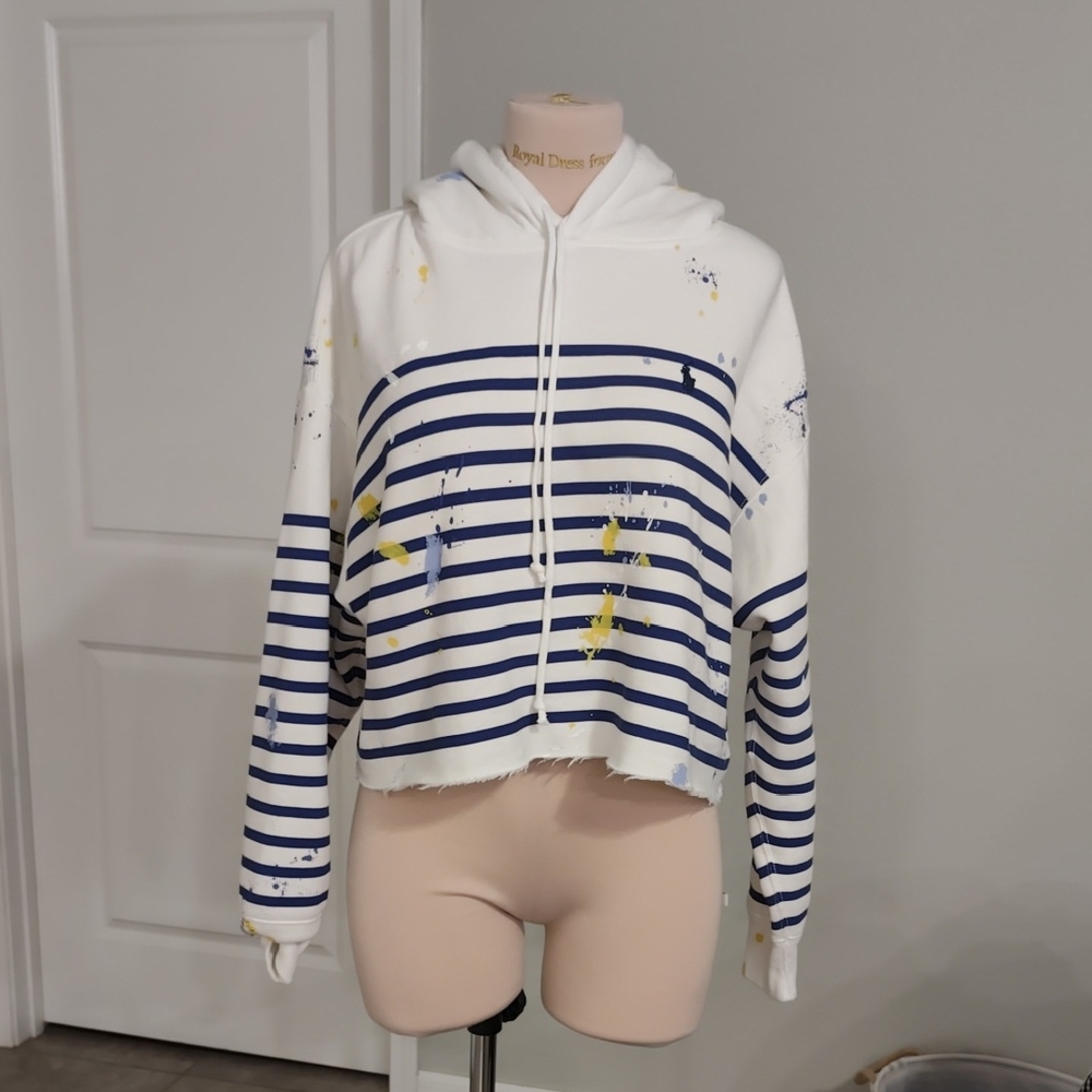 Ralph Lauren White and Blue Striped Women's Jacket